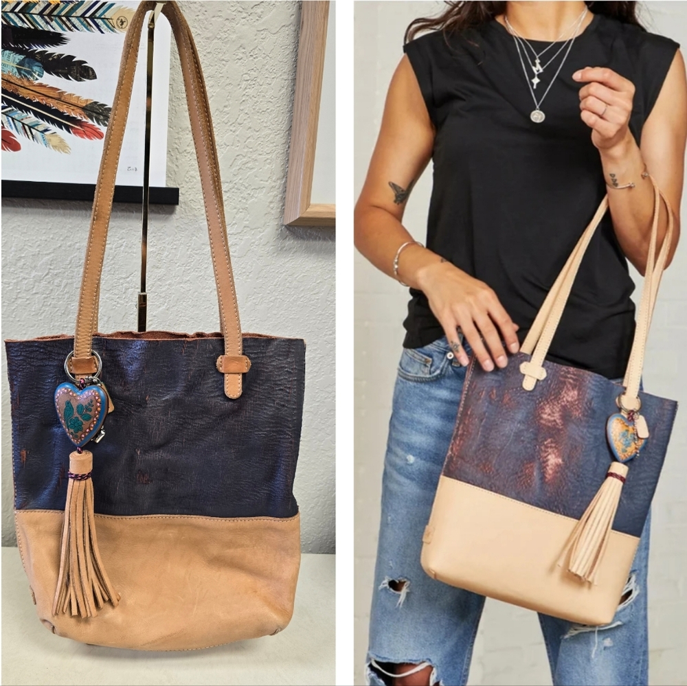 Two-Tone Leather Tote Bag
